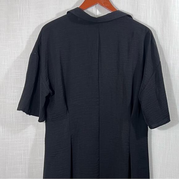 ASOS DESIGN NWT Curve Button Through Waist Midi Shirt Dress Black Size 12 - Picture 10 of 15